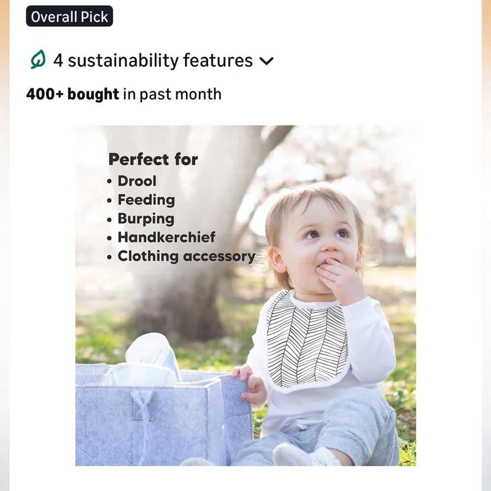NWOT! Keababies 8-Pack Organic Bibs, 0-24 Months, Grayscale (3 extra included)